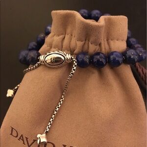 David Yurman blue lapis beads bracelet in silver